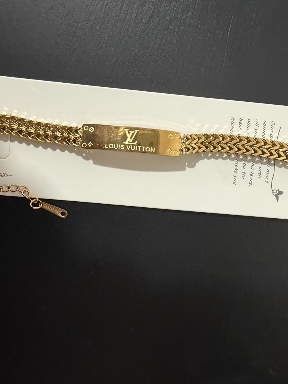 LV Fashion Gold tone stainless steel Signature Plaque Bracelet